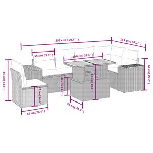 vidaXL 7-delige Loungeset met kussens poly rattan beige