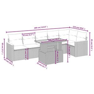 vidaXL 7-delige Loungeset met kussens poly rattan beige