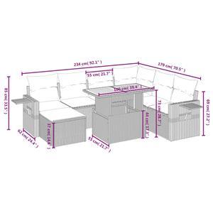 vidaXL 8-delige Loungeset met kussens poly rattan beige