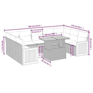 vidaXL 10-delige Loungeset met kussens poly rattan beige