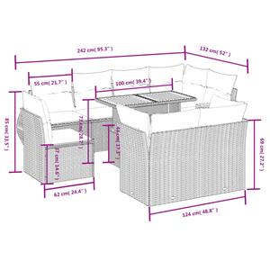 vidaXL 9-delige Loungeset met kussens poly rattan beige