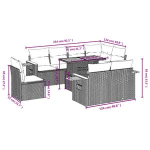 vidaXL 9-delige Loungeset met kussens poly rattan beige