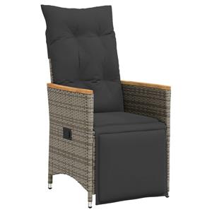 vidaXL 7-delige Bistroset met kussens poly rattan grijs