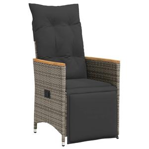 vidaXL 9-delige Bistroset met kussens poly rattan grijs