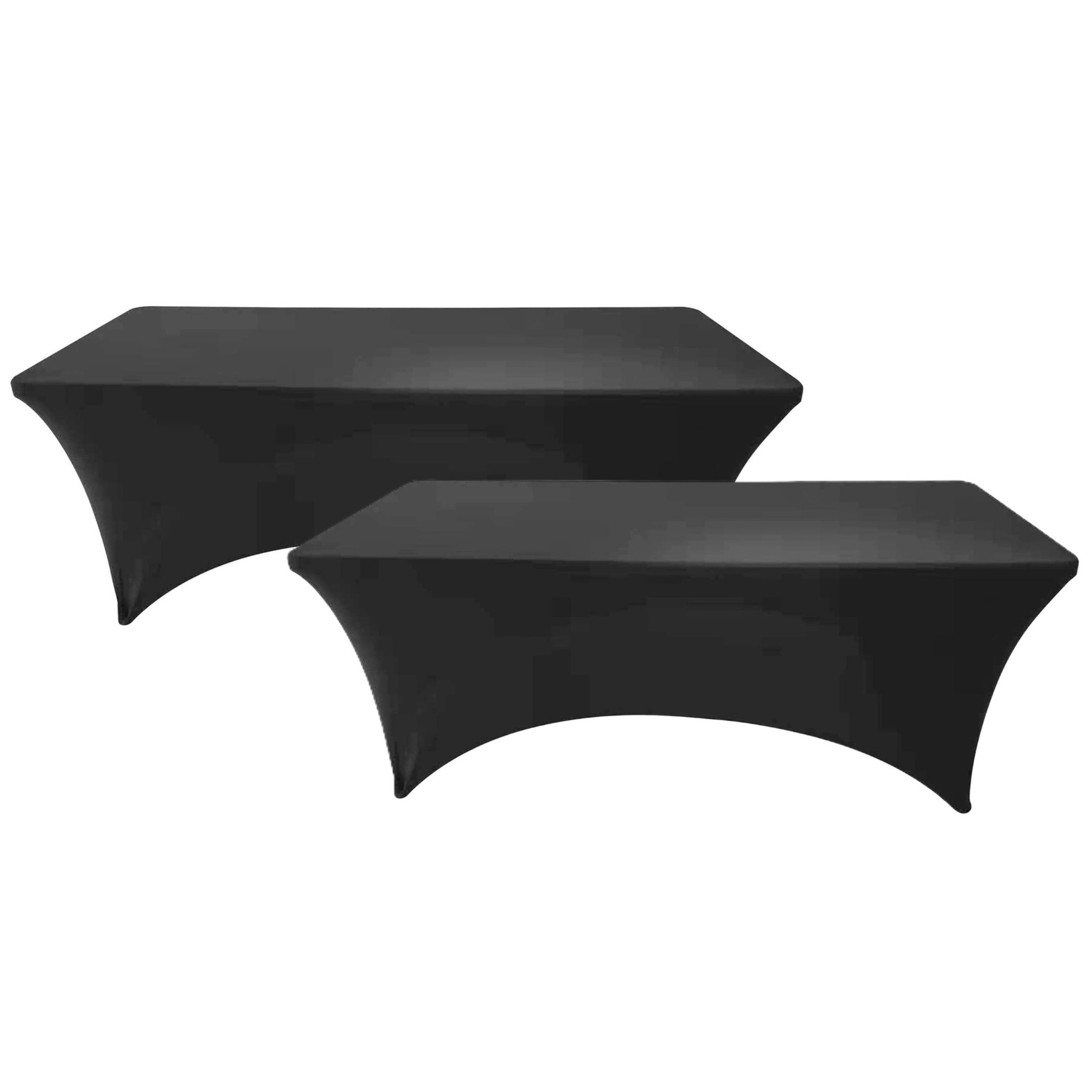Sunnydays nette afdekhoes voor langwerpige tafel - 2x - zwart - spandex elastiek - 180 x 75 x 74 cm -
