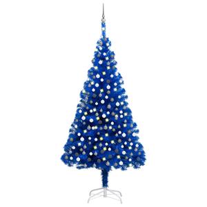 VidaXL Kunstkerstboom met verlichting en kerstballen 240 cm PVC blauw