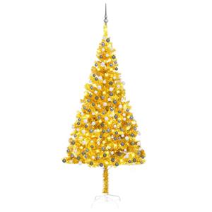 VidaXL Kunstkerstboom met verlichting en kerstballen 240 cm PET goud