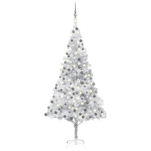 VIDAXL Künstlicher Weihnachtsbaum Mit Leds & Kugeln Silbern 240 Cm Pet