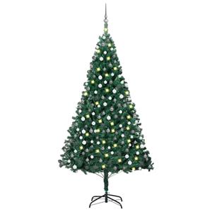 VIDAXL Künstlicher Weihnachtsbaum Mit Leds & Kugeln Grün 210cm Pvc