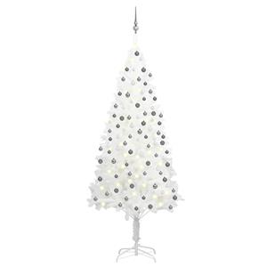 VidaXL Kunstkerstboom met verlichting en kerstballen 210 cm PVC wit