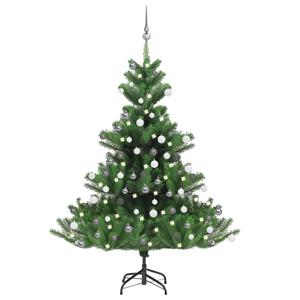 VidaXL Kunstkerstboom Nordmann met LED's en kerstballen 150 cm groen