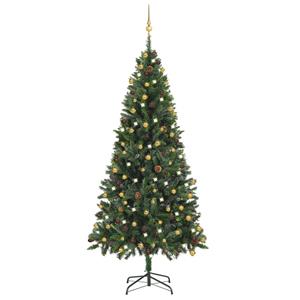 VidaXL Kunstkerstboom met verlichting en kerstballen 210 cm groen