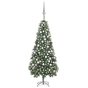 VidaXL Kunstkerstboom met verlichting kerstballen dennenappels 210 cm