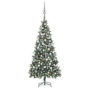 VidaXL Kunstkerstboom met verlichting kerstballen dennenappels 210 cm