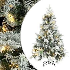 VidaXL Kerstboom met LED en dennenappels en sneeuw 150 cm PVC en PE