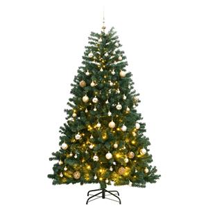 VidaXL Kunstkerstboom met scharnieren 300 LED's en kerstballen 240 cm