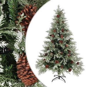 VIDAXL Weihnachtsbaum Mit Zapfen Grün Und Weiß 150 Cm Pvc & Pe