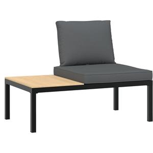 vidaXL 3-delige Loungeset met kussens aluminium zwart