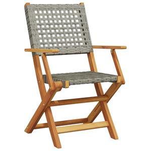 vidaXL 7-delige Tuinset poly rattan en massief hout grijs