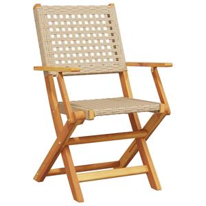 vidaXL Tuinstoelen 4 st inklapbaar poly rattan en massief hout beige