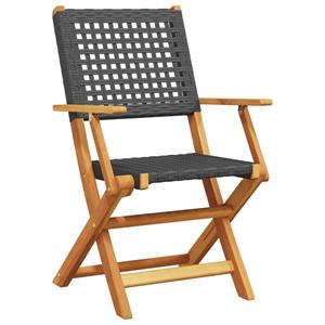 vidaXL Tuinstoelen 6 st inklapbaar poly rattan en massief hout zwart