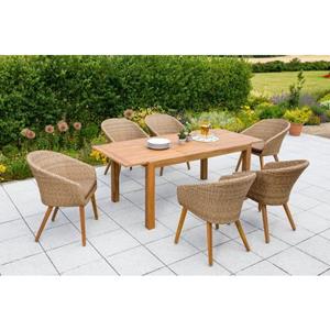 MERXX Tuin-eethoek Arrone 6 stoelen en tafel, met zitkussens (7-delig)