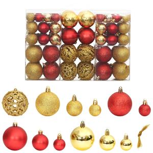 VidaXL Kerstballen 100 st 3/4/6 cm goudkleurig en wijnrood