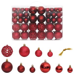 VidaXL Kerstballen 100 st 3/4/6 cm wijnrood