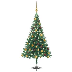 VidaXL Kunstkerstboom met verlichting en kerstballen 230 takken 120 cm