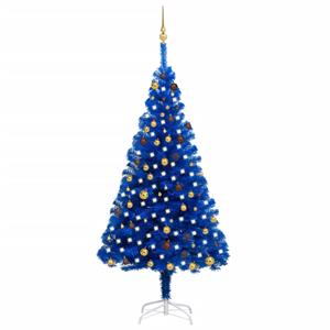 VIDAXL Künstlicher Weihnachtsbaum Mit Leds & Kugeln Blau 210 Cm Pvc