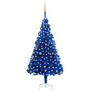 VidaXL Kunstkerstboom met verlichting en kerstballen 240 cm PVC blauw