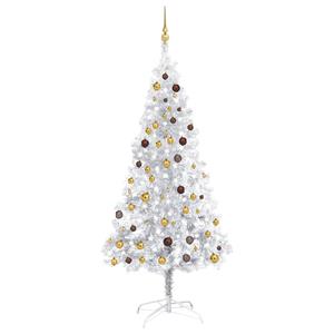 VIDAXL Künstlicher Weihnachtsbaum Mit Leds & Kugeln Silbern 210cm Pet