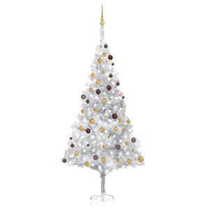 VidaXL Kunstkerstboom met verlichting en kerstballen 240 cm PET zilver