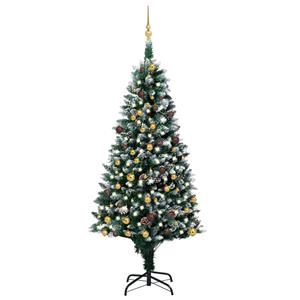 VidaXL Kunstkerstboom met verlichting kerstballen dennenappels 210 cm