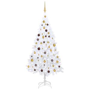 VidaXL Kunstkerstboom met verlichting en kerstballen 180 cm PVC wit