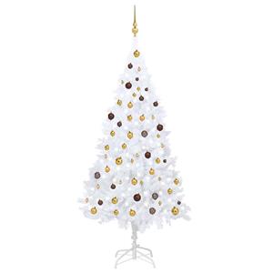 VIDAXL Künstlicher Weihnachtsbaum Mit Leds & Kugeln Weiß 210 Cm Pvc