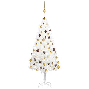 VidaXL Kunstkerstboom met verlichting en kerstballen 150 cm PVC wit