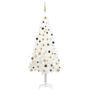 VidaXL Kunstkerstboom met verlichting en kerstballen 210 cm PVC wit