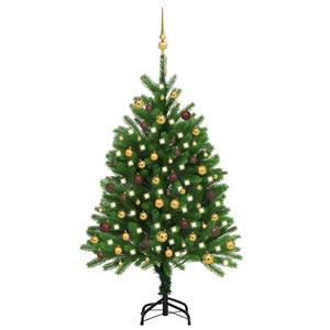 VidaXL Kunstkerstboom met verlichting en kerstballen 120 cm groen