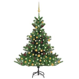 VIDAXL Künstlicher Weihnachtsbaum Nordmann Led & Kugeln Grün 120 Cm