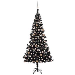 VIDAXL Künstlicher Weihnachtsbaum Mit Leds & Kugeln Schwarz 210cm Pvc