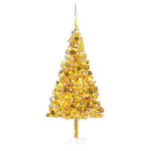 VIDAXL Künstlicher Weihnachtsbaum Mit Leds & Kugeln Golden 210cm Pet