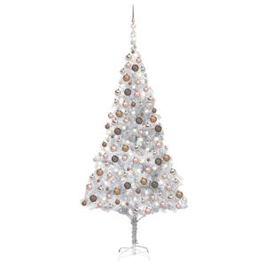 VidaXL Kunstkerstboom met verlichting en kerstballen 240 cm PET zilver