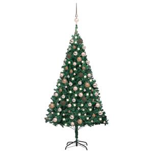 VidaXL Kunstkerstboom met verlichting en kerstballen 180 cm PVC groen