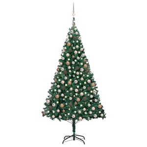 VidaXL Kunstkerstboom met verlichting en kerstballen 210 cm PVC groen