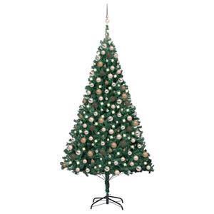 VidaXL Kunstkerstboom met verlichting en kerstballen 240 cm groen