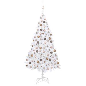 VidaXL Kunstkerstboom met verlichting en kerstballen 210 cm PVC wit