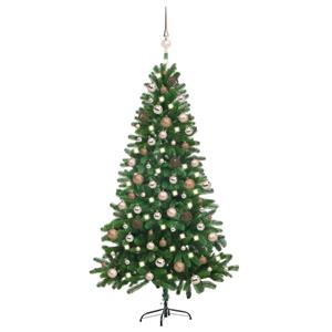 VidaXL Kunstkerstboom met verlichting en kerstballen 180 cm groen