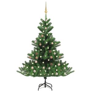 VidaXL Kunstkerstboom Nordmann met LED's en kerstballen 120 cm groen