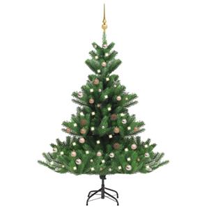 VidaXL Kunstkerstboom Nordmann met LED's en kerstballen 150 cm groen